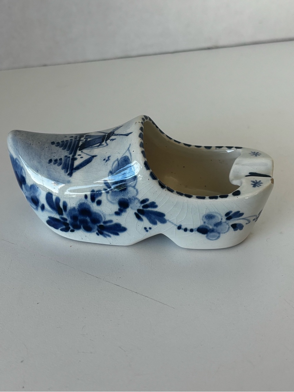 Vintage Blue and White Delft Clog Ashtray 4”